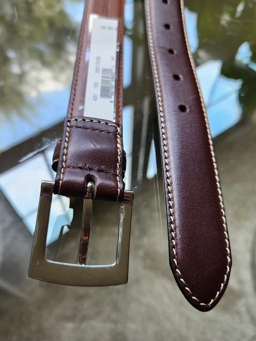 NWT Brooks Brothers Belt Mens 44 Brown Genuine Leather Dress Burnished Brass